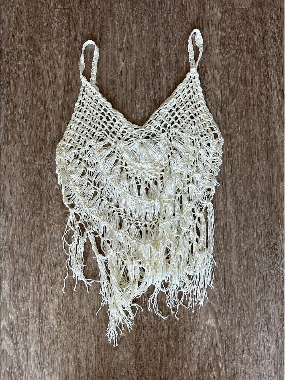 Women's Cream crochet halter top